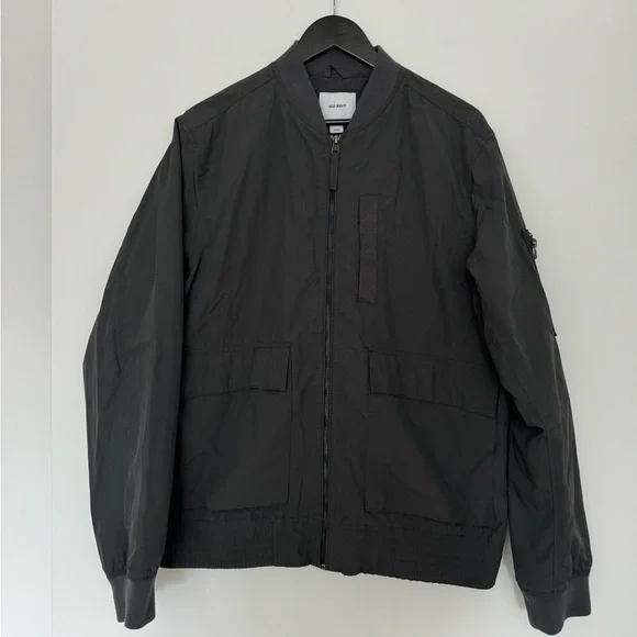 Old Navy Water Resistant Nylon Bomber Jacket in Grey - Picture 3 of 5